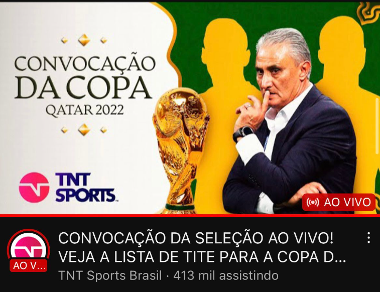 TNT Sports bate recorde de audiência com convocação da Seleção Brasileira para Copa do Mundo de 2022